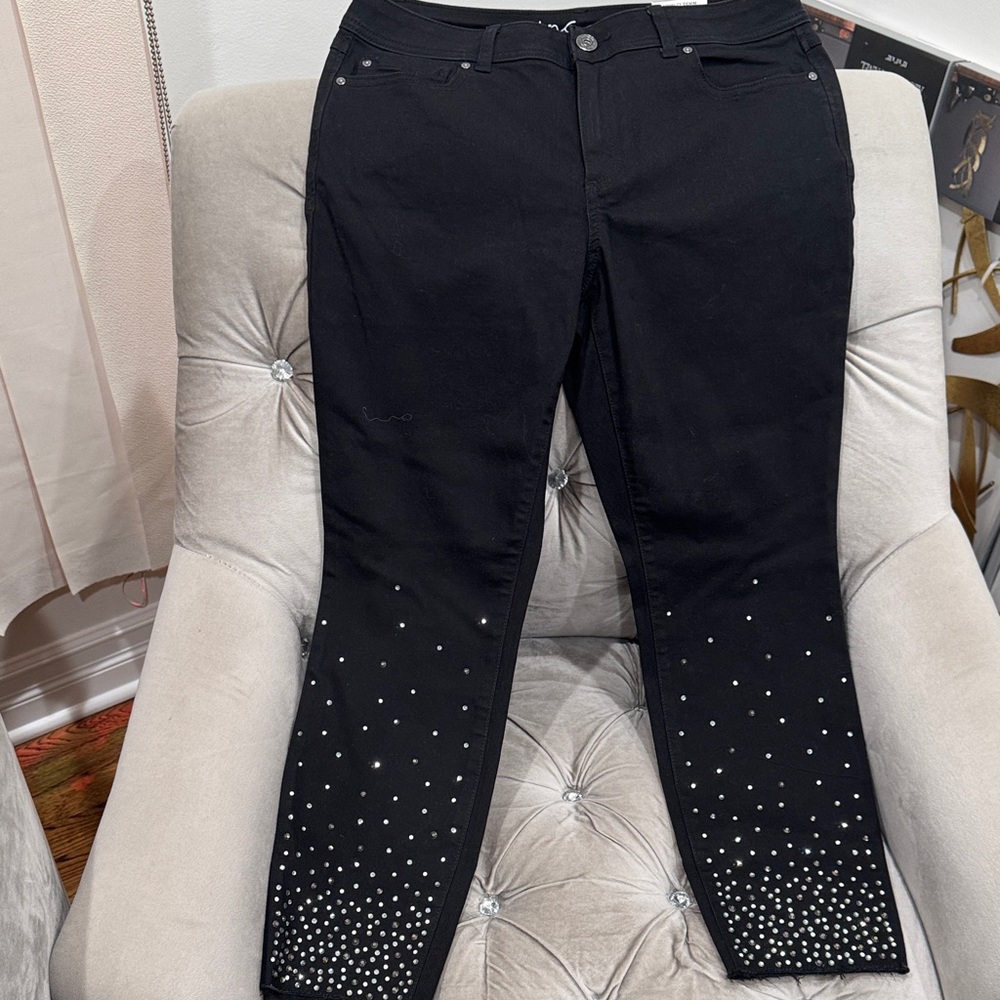 INC International Concepts Black Studded Skinny Jeans